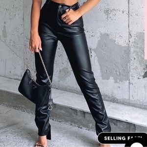 White Fox You’ve Got It Pants - Faux Leather Straight Pants